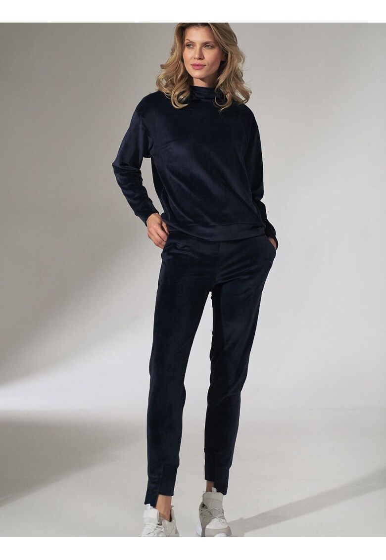 Pantaloni de trening bleumarin - conici - elastan/poliester - cu buzunare