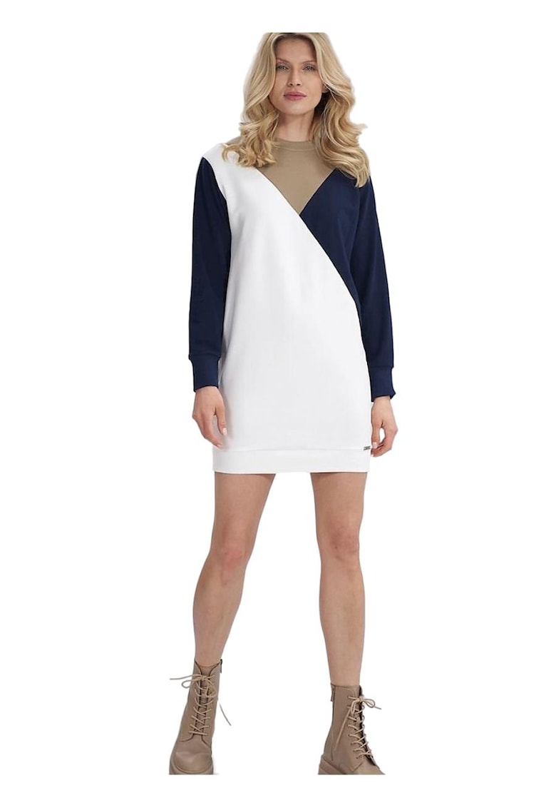 Rochie tricolor - croiala dreapta - bumbac 95% - elastan 5% -
