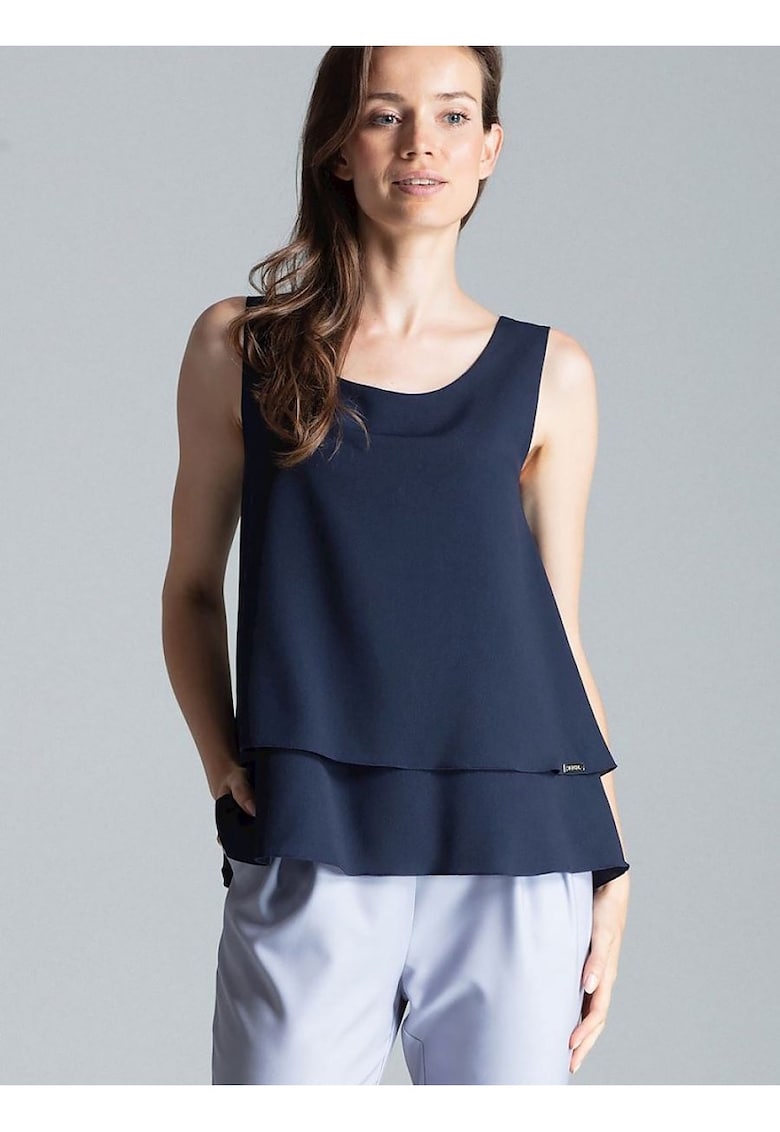 Maiou  cu decolteu semi-rotund - elastan/poliester/viscoza - bleumarin -