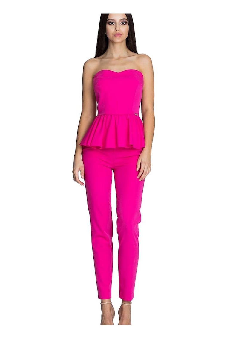 Pantaloni dama - Poliester/Viscoza - Roz -