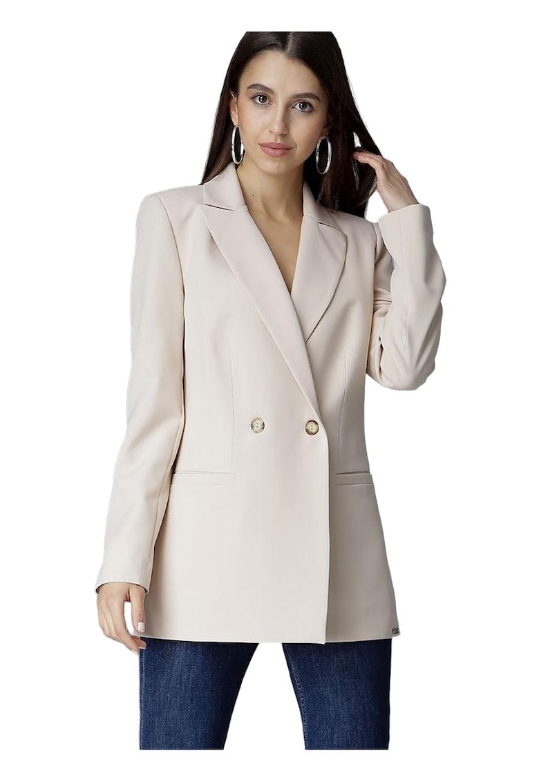 Sacou dama  eleganta - subtire - decolteu in V - bej - poliester/elastan - Sacou dama  eleganta - subtire - decolteu in V - bej - poliester/elastan -