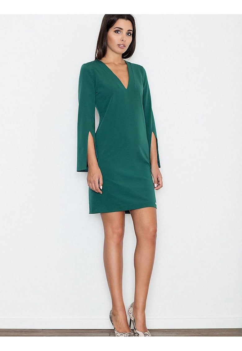 Rochie eleganta - verde - maneci cu fante - material poliester