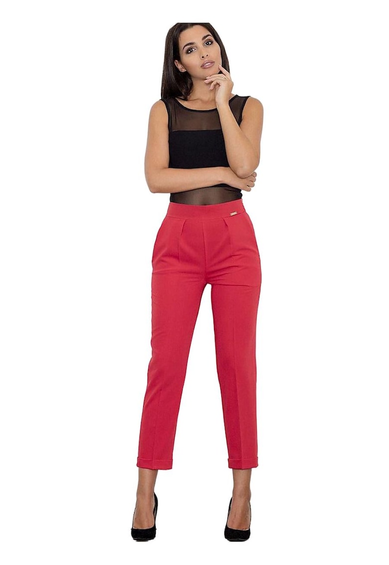 Pantaloni dama - Rosu - Poliester/Viscoza -