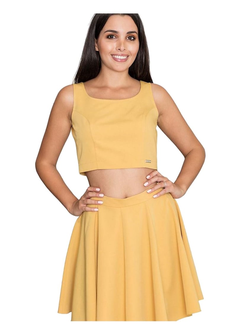 Set top + fusta Galben poliester viscoza