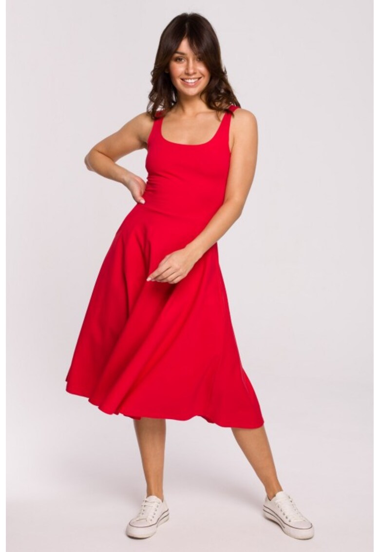 Rochie stretch cu decolteu subtire - Rosu