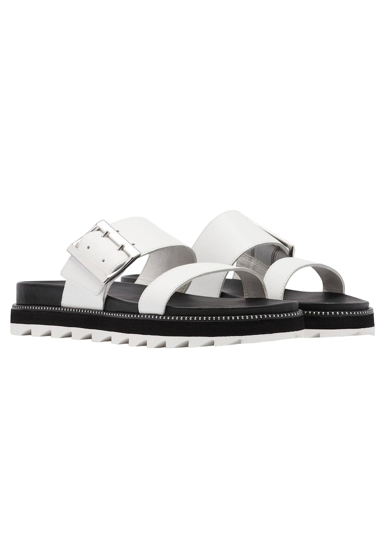 Slapi dama piele naturala - confortabili - stil casual - alb