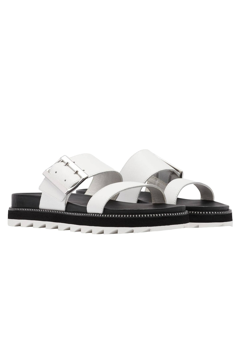 Slapi dama piele naturala - confortabili - stil casual - alb