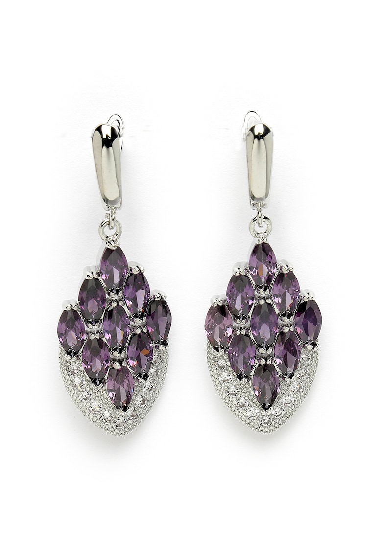 Cercei drop in forma de pana de paun