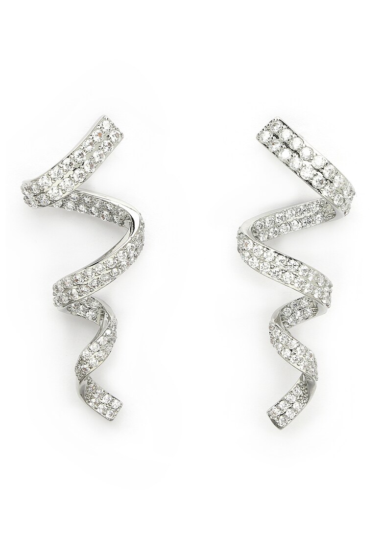 Cercei drop cu zirconia - Argintiu/Transparent