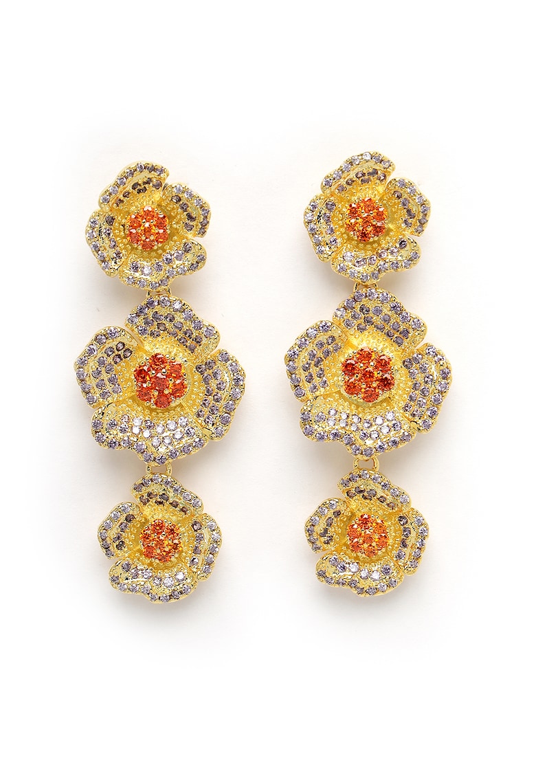 Cercei drop cu design floral