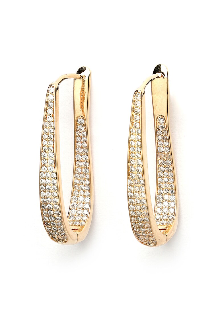 Cercei drop cu cristale - Auriu/Transparent