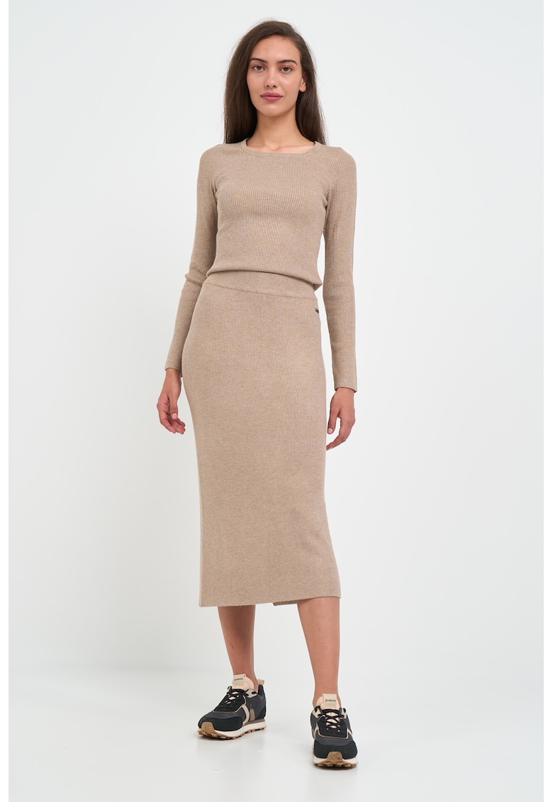 Fusta midi tricotata fin