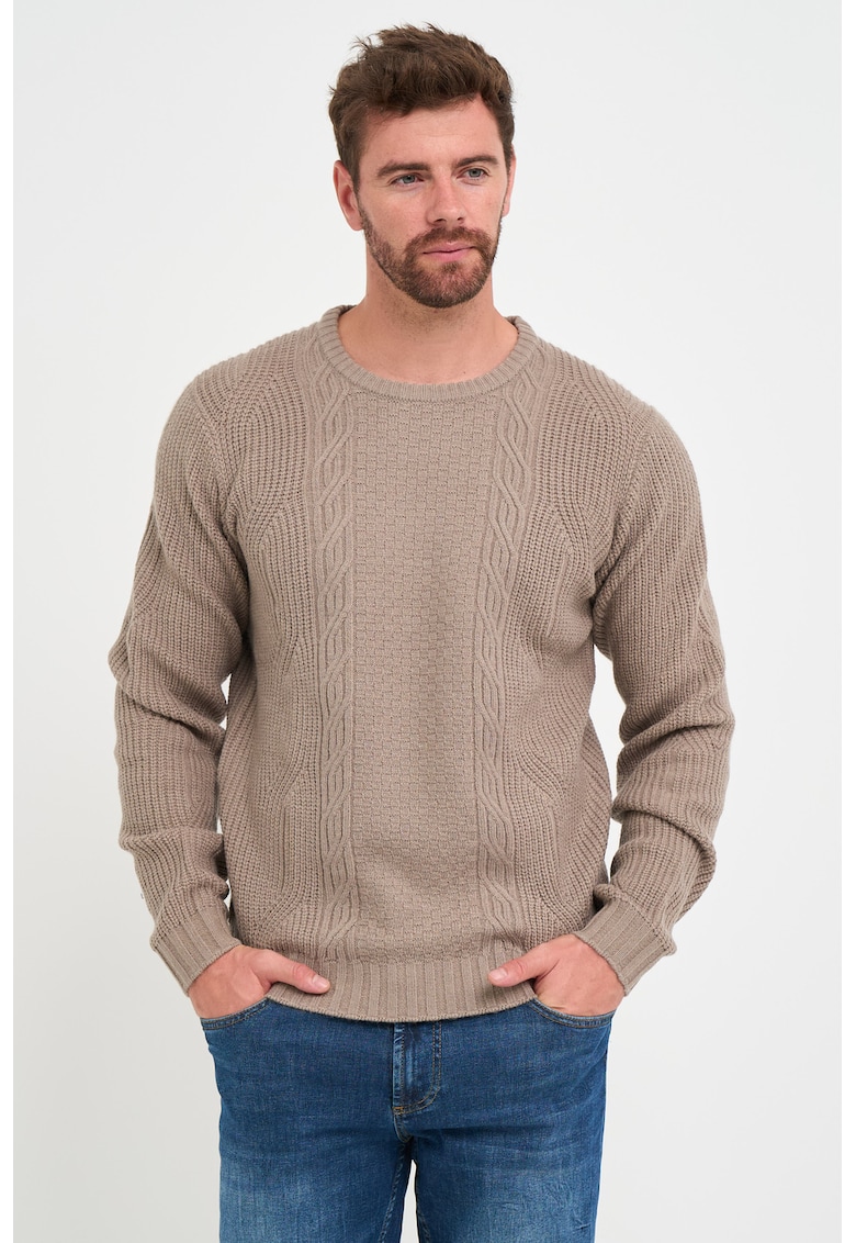 Pulover din amestec de lana cu model torsade