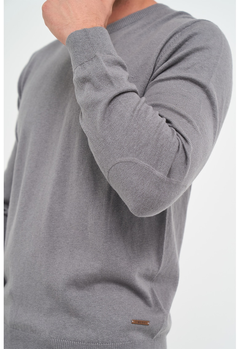 Pulover din amestec de lana cu decolteu in V