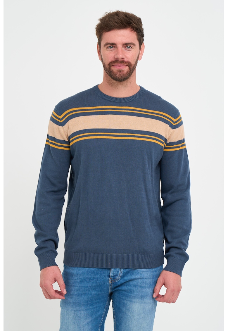 Pulover tricotat fin cu model in dungi