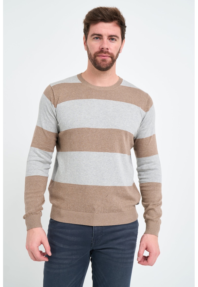 Pulover din bumbac cu model in dungi