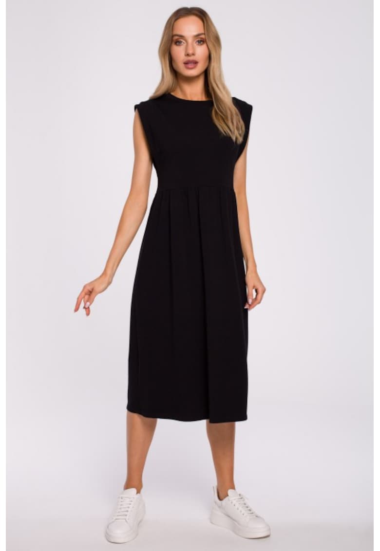 Rochie midi cu maneci decorative - - Negru
