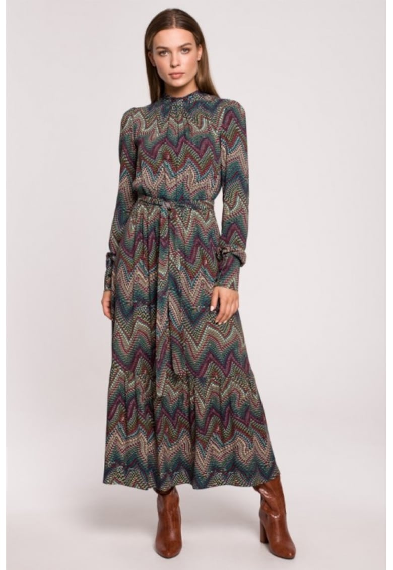 Rochie maxi feminina cu volane - Multicolor