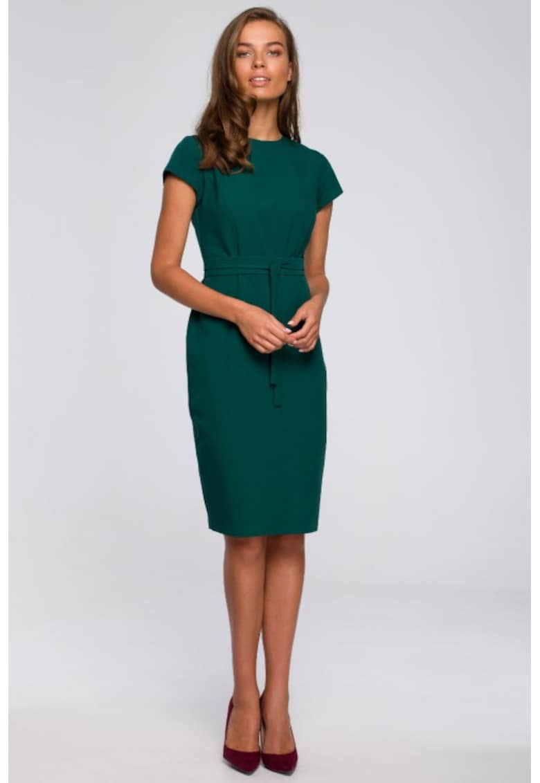 Rochie creion cu curea - - Verde