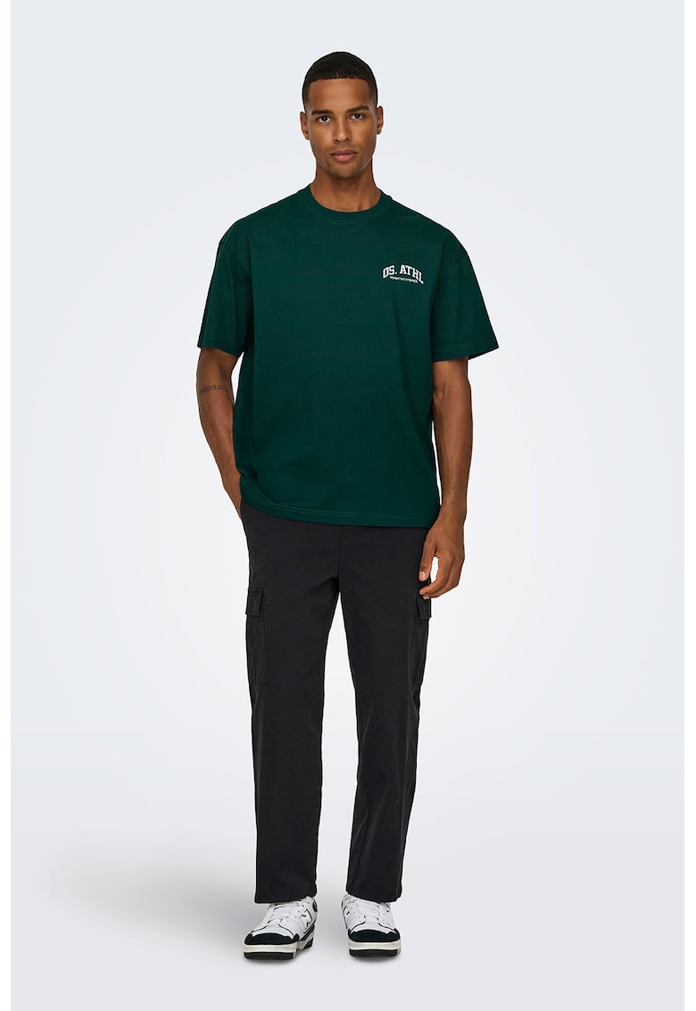 Tricou din bumbac cu imprimeu text