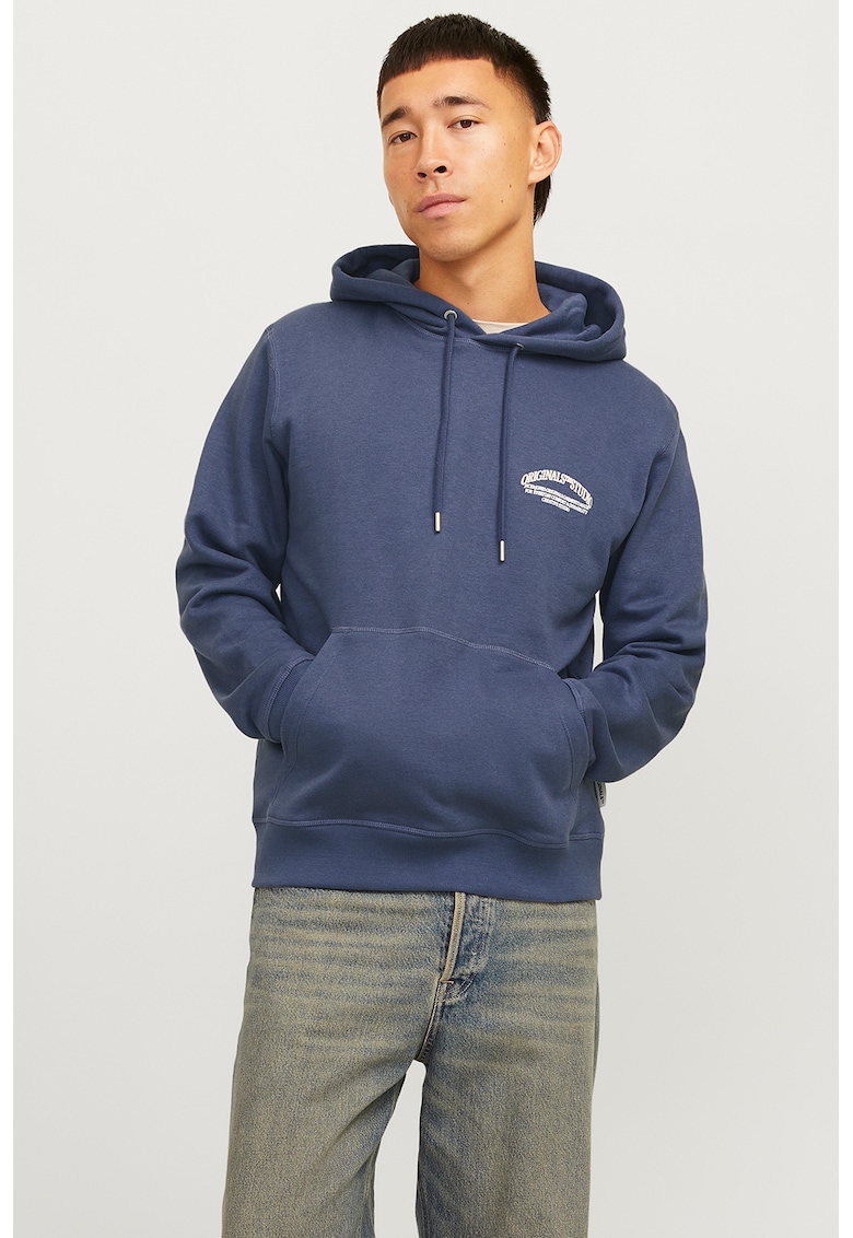 Hanorac cu imprimeu Frederik - Albastru inchis/Alb optic