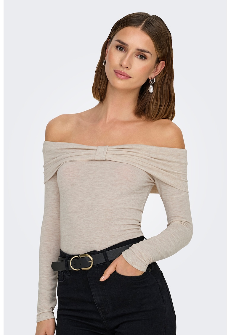 Bluza uni cu decolteu pe umeri