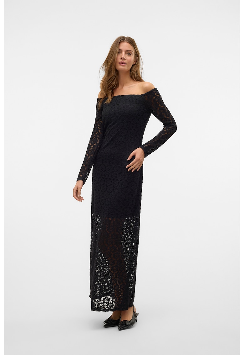 Rochie lunga din dantela - Negru