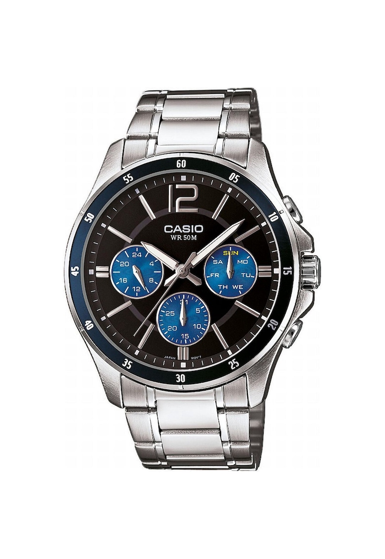 Ceas  MTP-1374PD-2AVEF - quartz - negru/argintiu - 5 ATM - bratara din inox