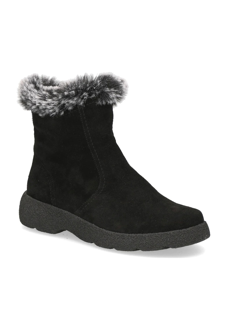 Ghete dama - piele naturala/textil - casual - negru