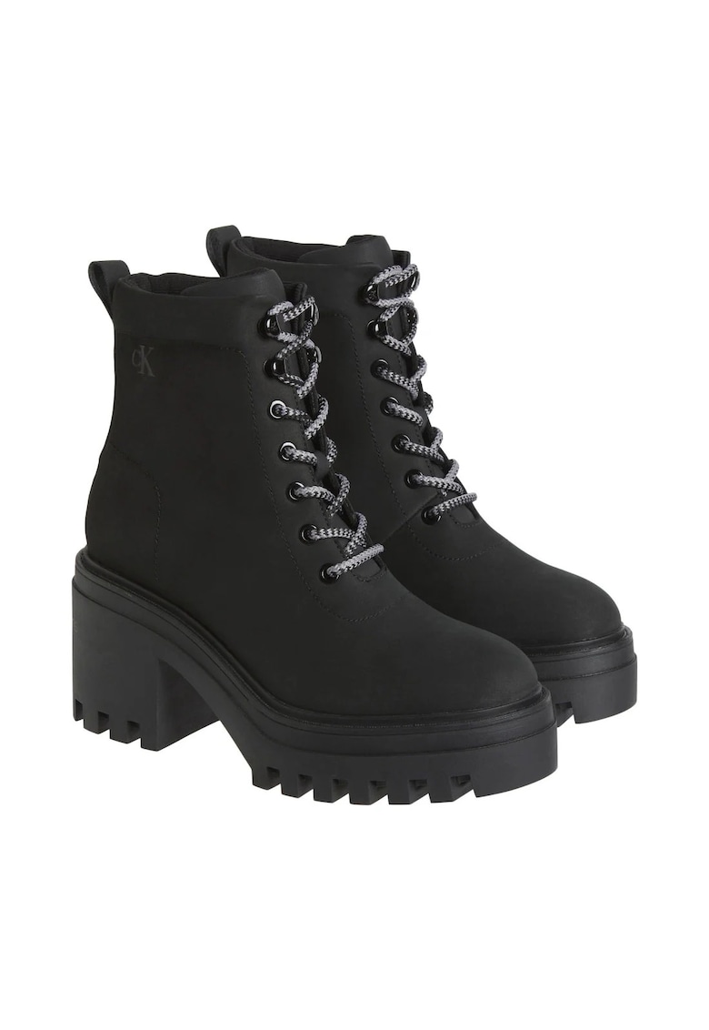 Botine cu platforma dama - piele naturala - negru