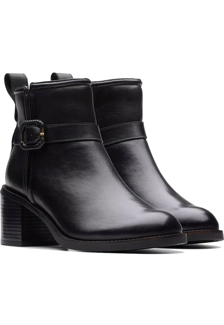 Botine cu toc dama - casual - piele naturala - negru