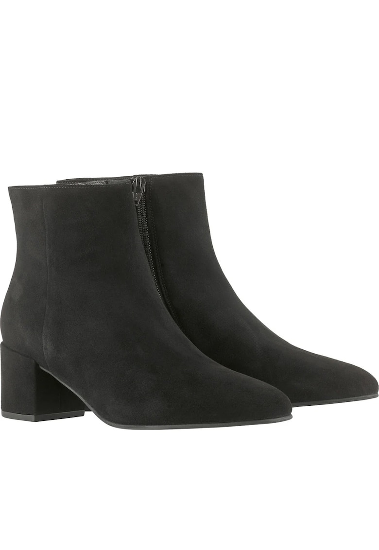 Botine cu toc dama Hogl - piele intoarsa - negru
