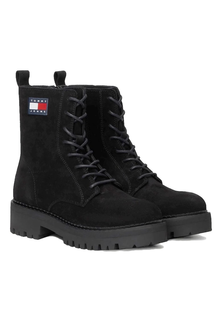 Ghete dama - casual - piele intoarsa - negru
