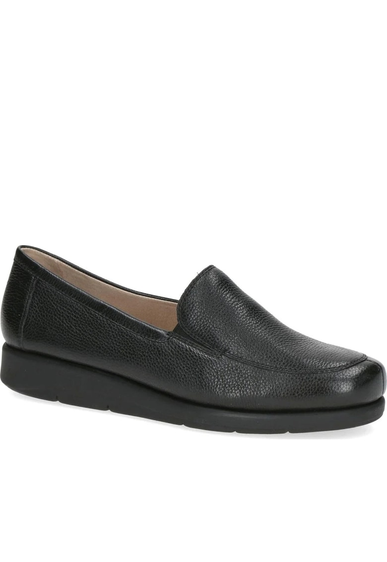 Pantofi loafer de piele cu talpa wedge si aspect texturat