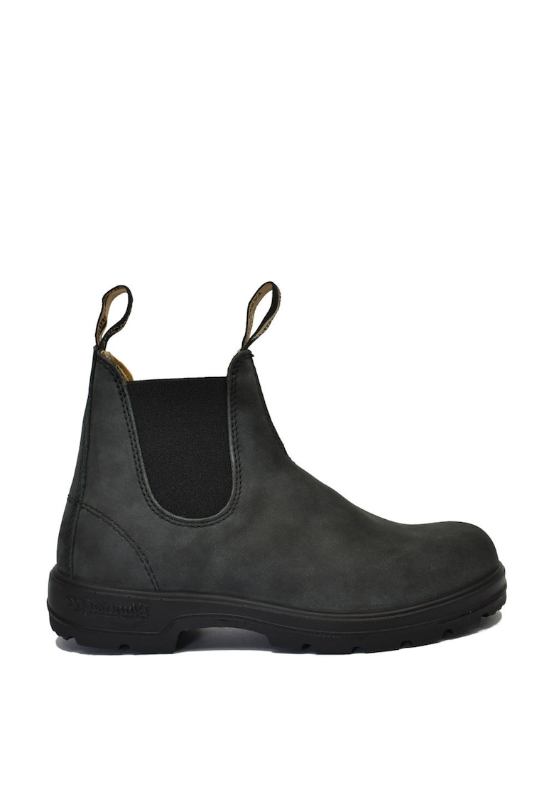 Botine unisex - 587 - piele naturala - negru - sistem de inchidere cu elastic