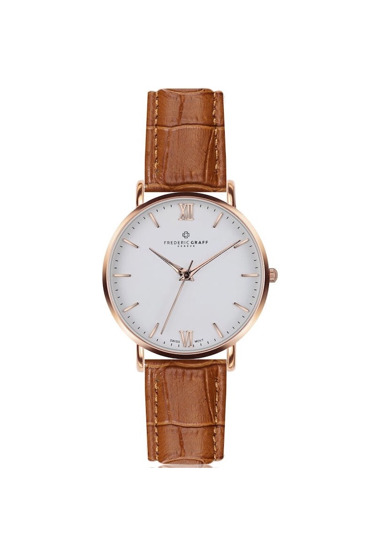 Ceas barbatesc  mecanism quartz - carcasa din otel - curea din piele naturala - alb - 40mm