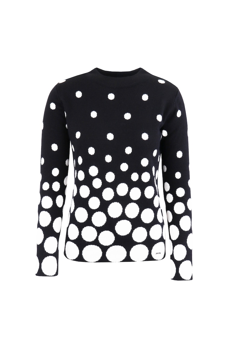 Pulover din amestec de lana cu imprimeu cu buline - Negru