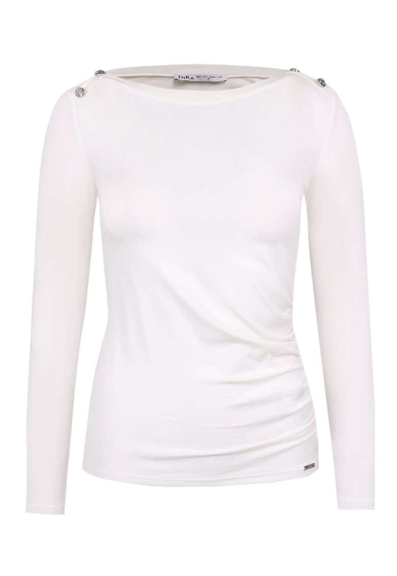 Bluza din jersey cu decolteu barcuta si aspect drapat - Alb