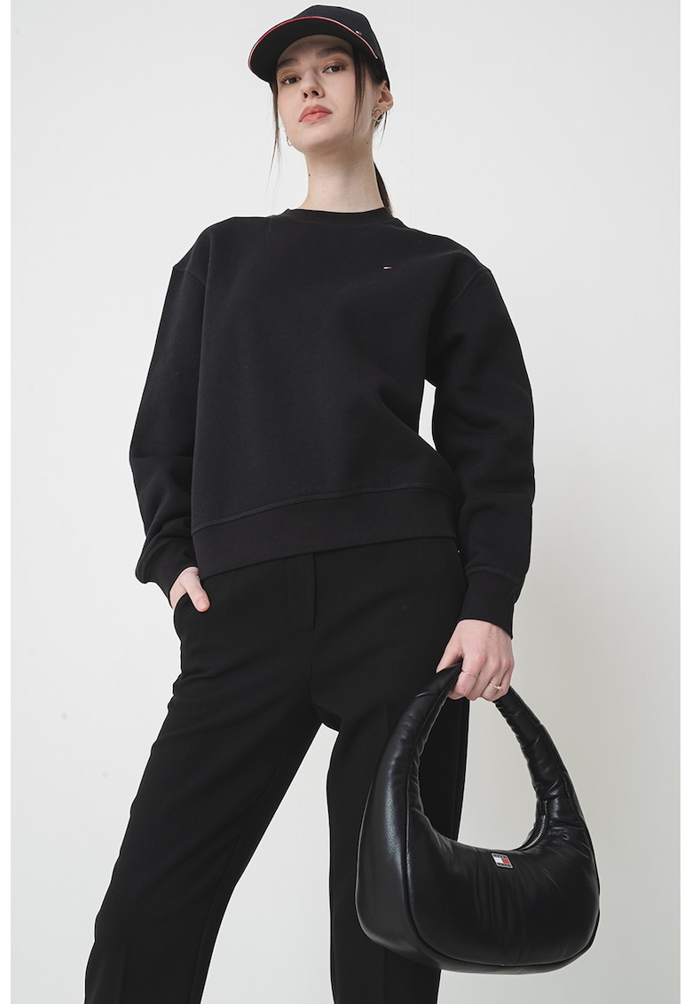 Bluza de trening cu decolteu la baza gatului si maneci cazute