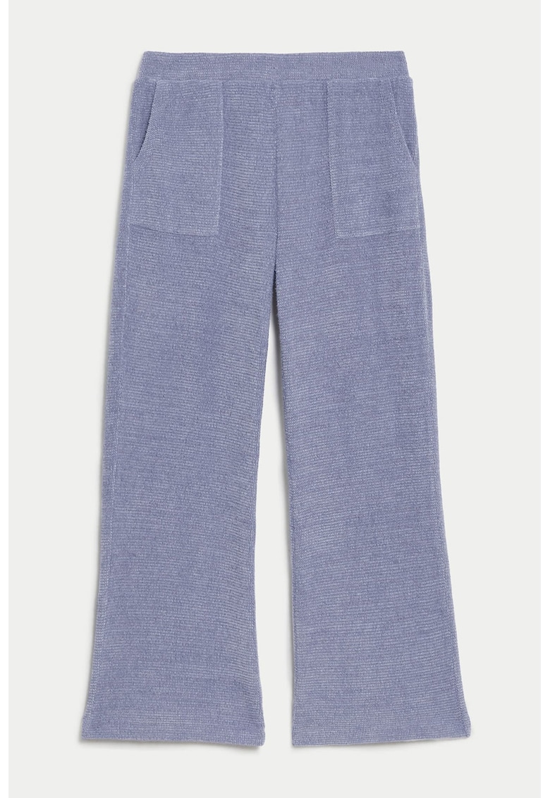 Pantaloni de casa cu talie inalta si buzunare frontale