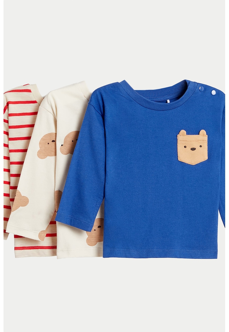 Set de bluze de bumbac cu model - 3 piese