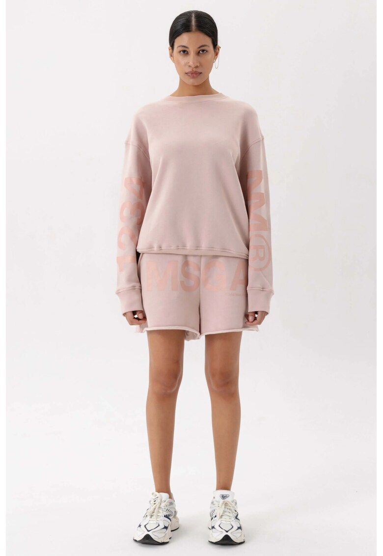 Hanorac lejer din bumbac organic cu maneci cazute - Roz prafuit deschis