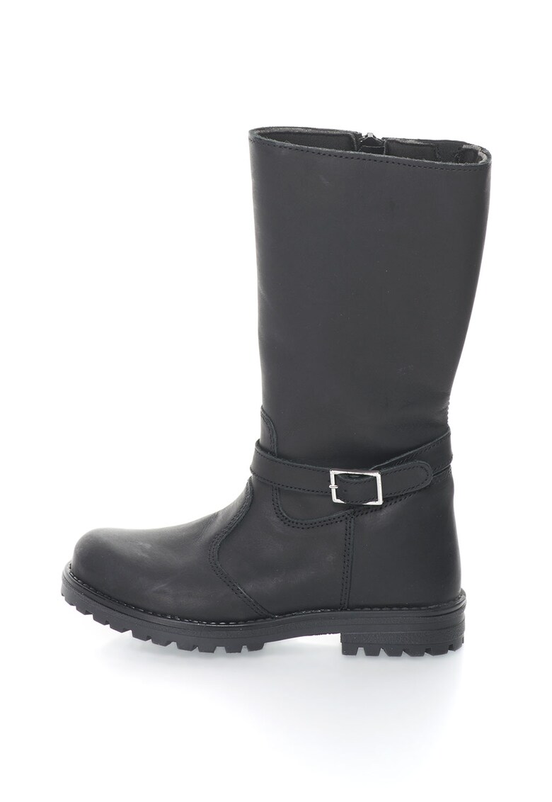Ghete de piele cu catarama decorativa - Negru