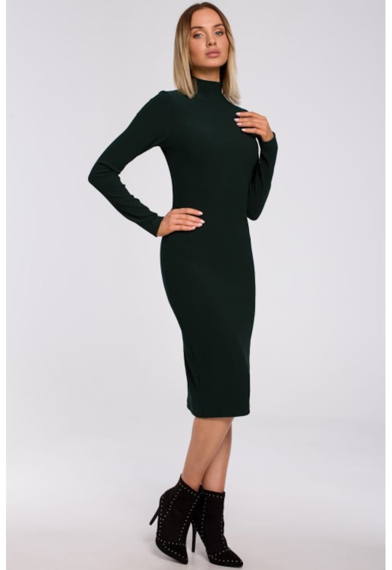 Rochie bodycon cu guler scurt - - Verde