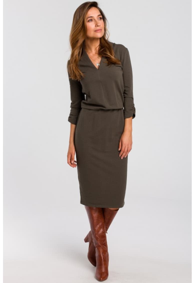 Rochie tricotata cu decolteu - Verde