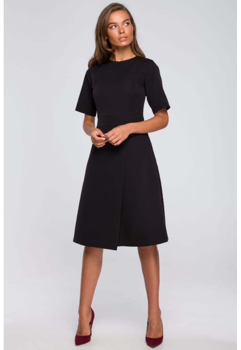 Rochie midi cu detaliu petrecut - - Negru