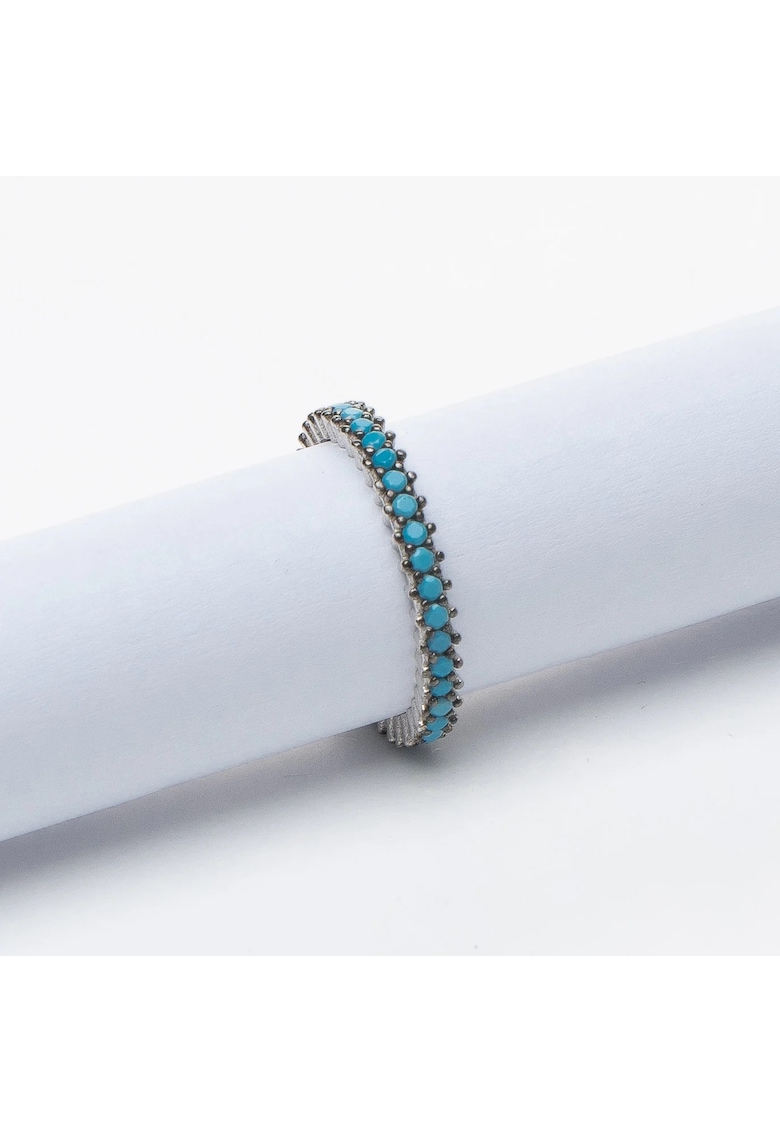 Inel Tennis Din Argint 925 Turcoaz