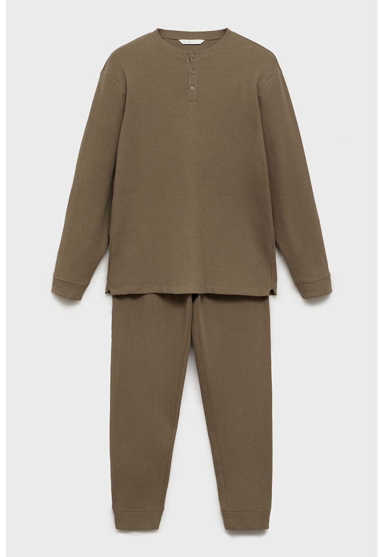Pijama din amestec de bumbac cu pantaloni lungi