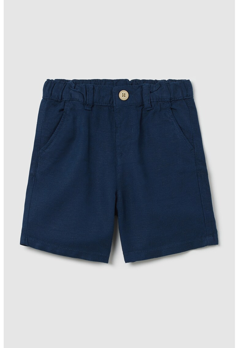 Pantaloni scurti din amestec de in - Bleumarin