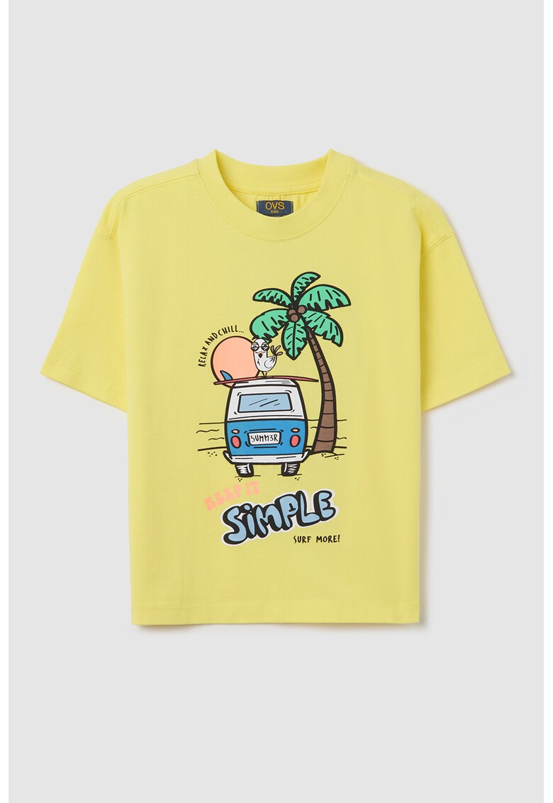 Tricou cu imprimeu grafic - Verde/Galben/Albastru